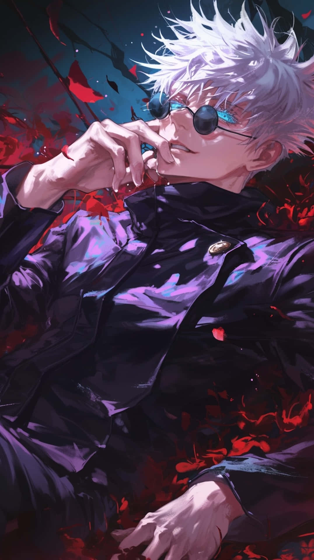 Gojo Satoru, anime artwork, spiky white-haired, Full HD Phone Wallpaper