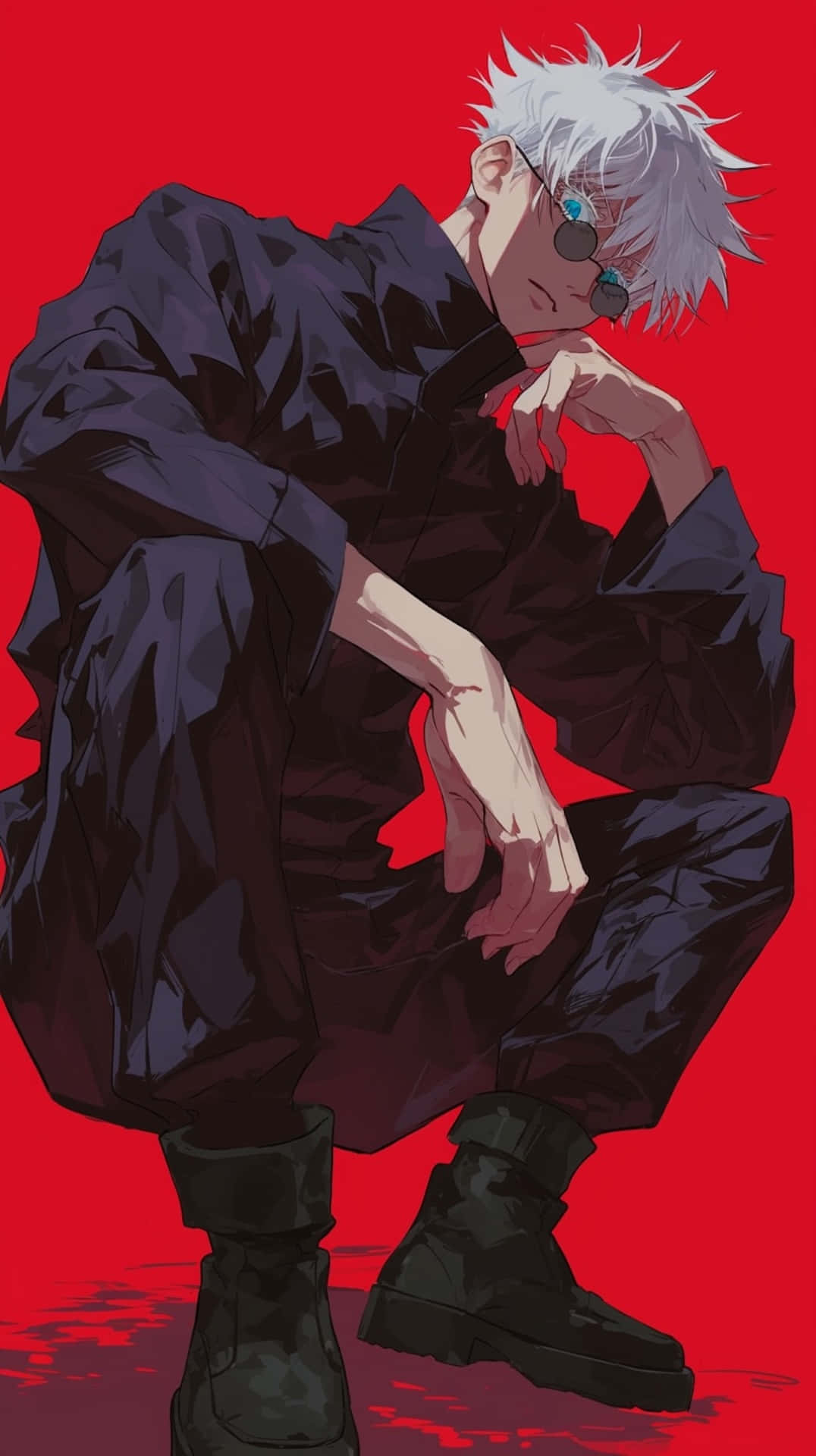 Gojo Satoru, white-haired, dark clothing, Full HD Phone Wallpaper