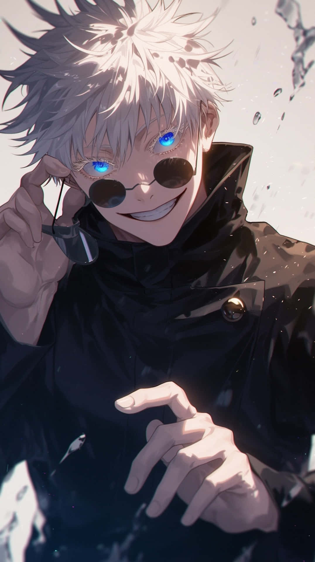 Gojo Satoru, spiky-haired, glowing blue eyes, Full HD Phone Wallpaper