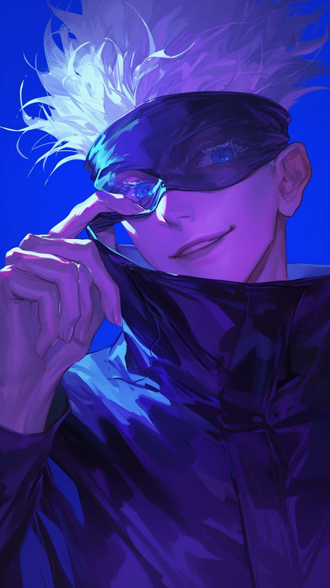 Gojo Satoru, spiky white hair, purple eye mask, Full HD Phone Wallpaper