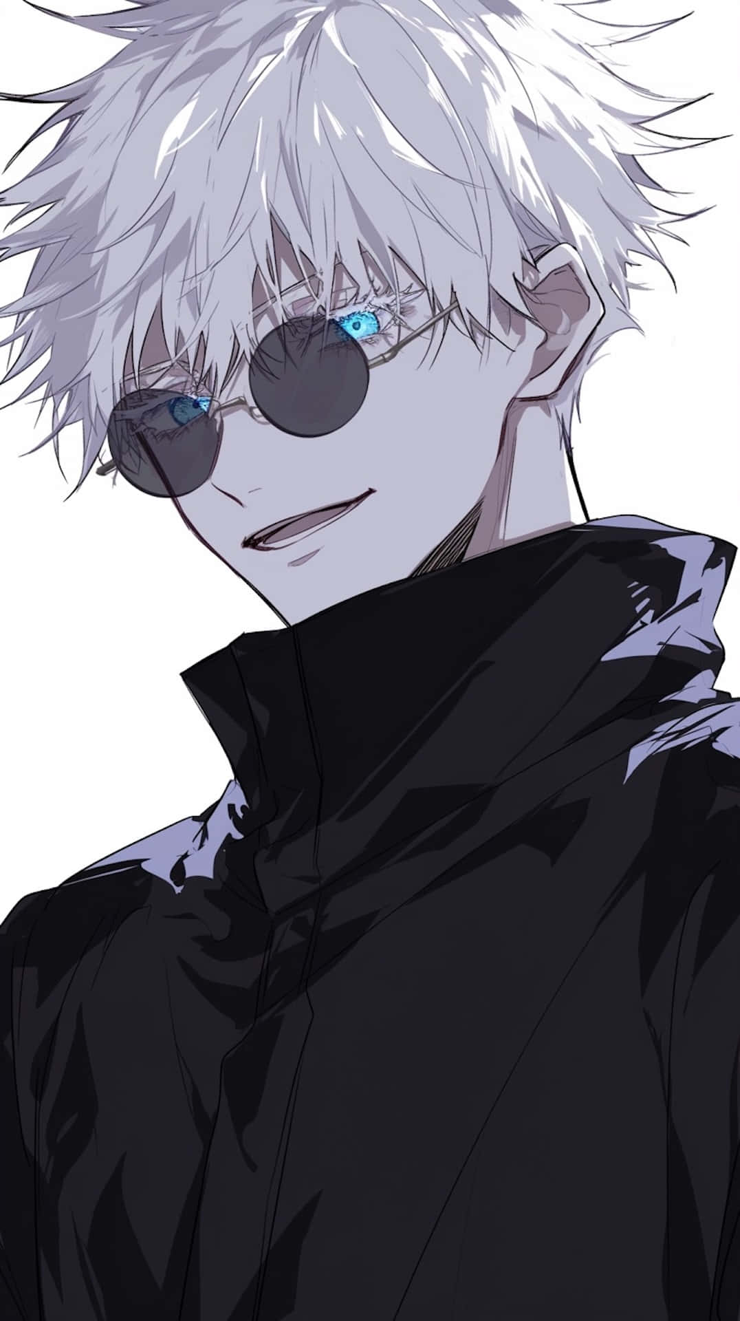 Gojo Satoru, spiky white hair, glowing blue eye, Full HD Phone Wallpaper