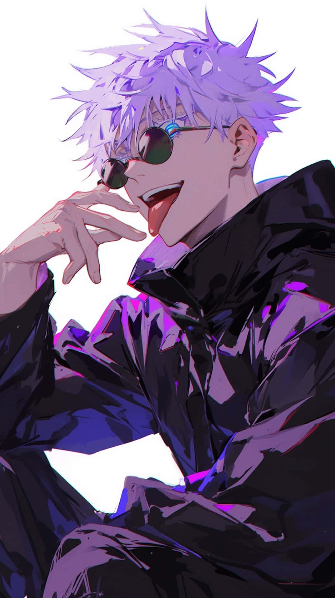 Gojo Satoru, spiky purple hair, sunglasses, Full HD Phone Wallpaper