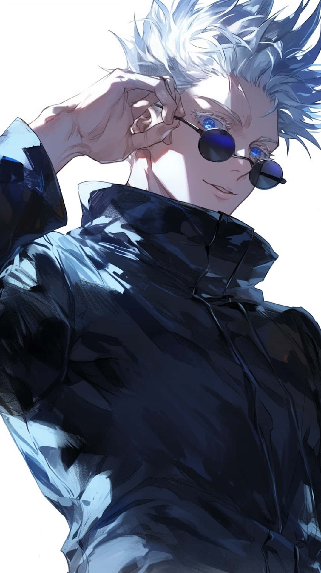 Gojo Satoru, spiky white hair, blue eyes, Full HD Phone Wallpaper