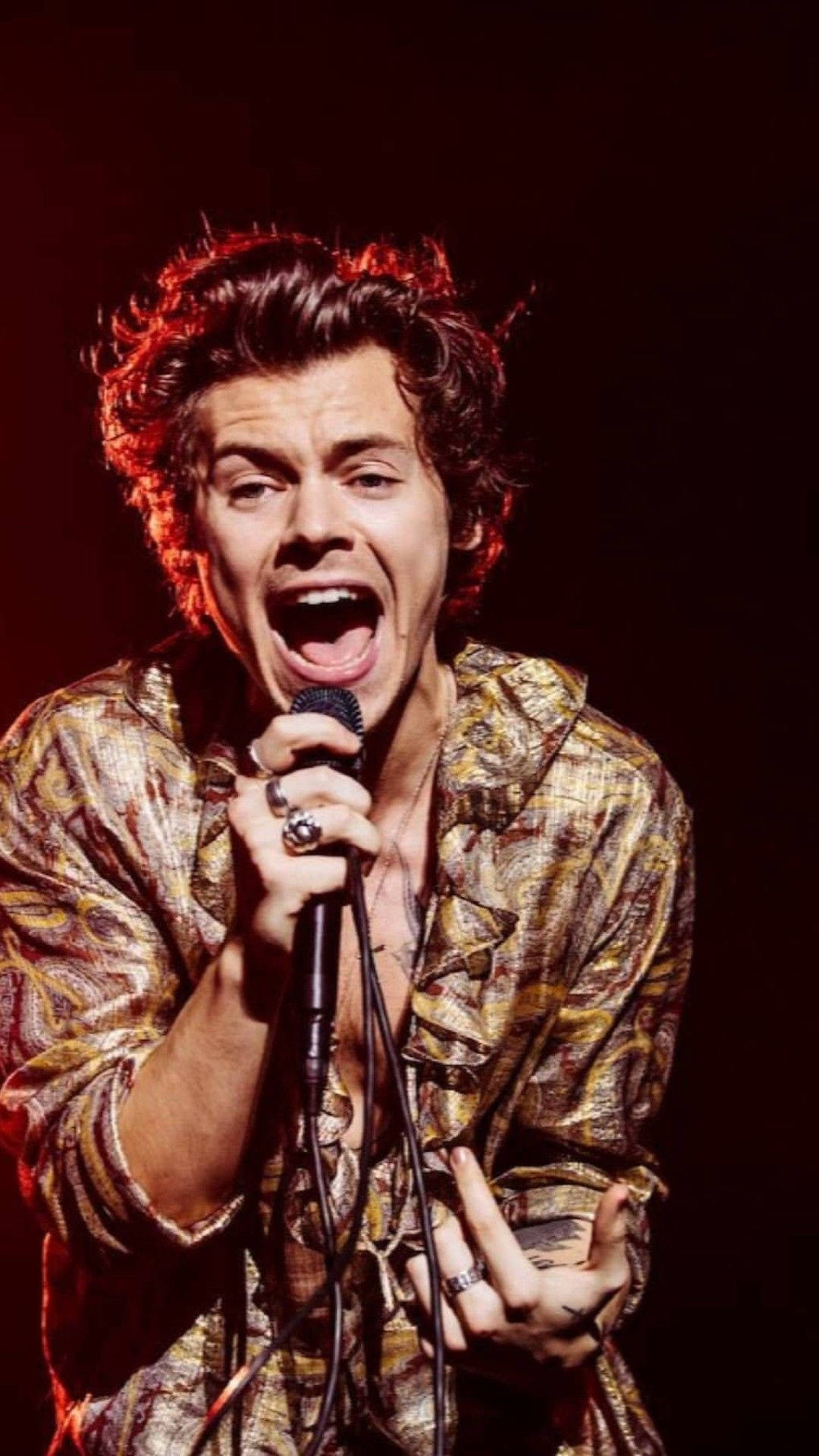 iPhone Harry Styles, 1080 x 1920, red stage lights, Full HD Phone Wallpaper