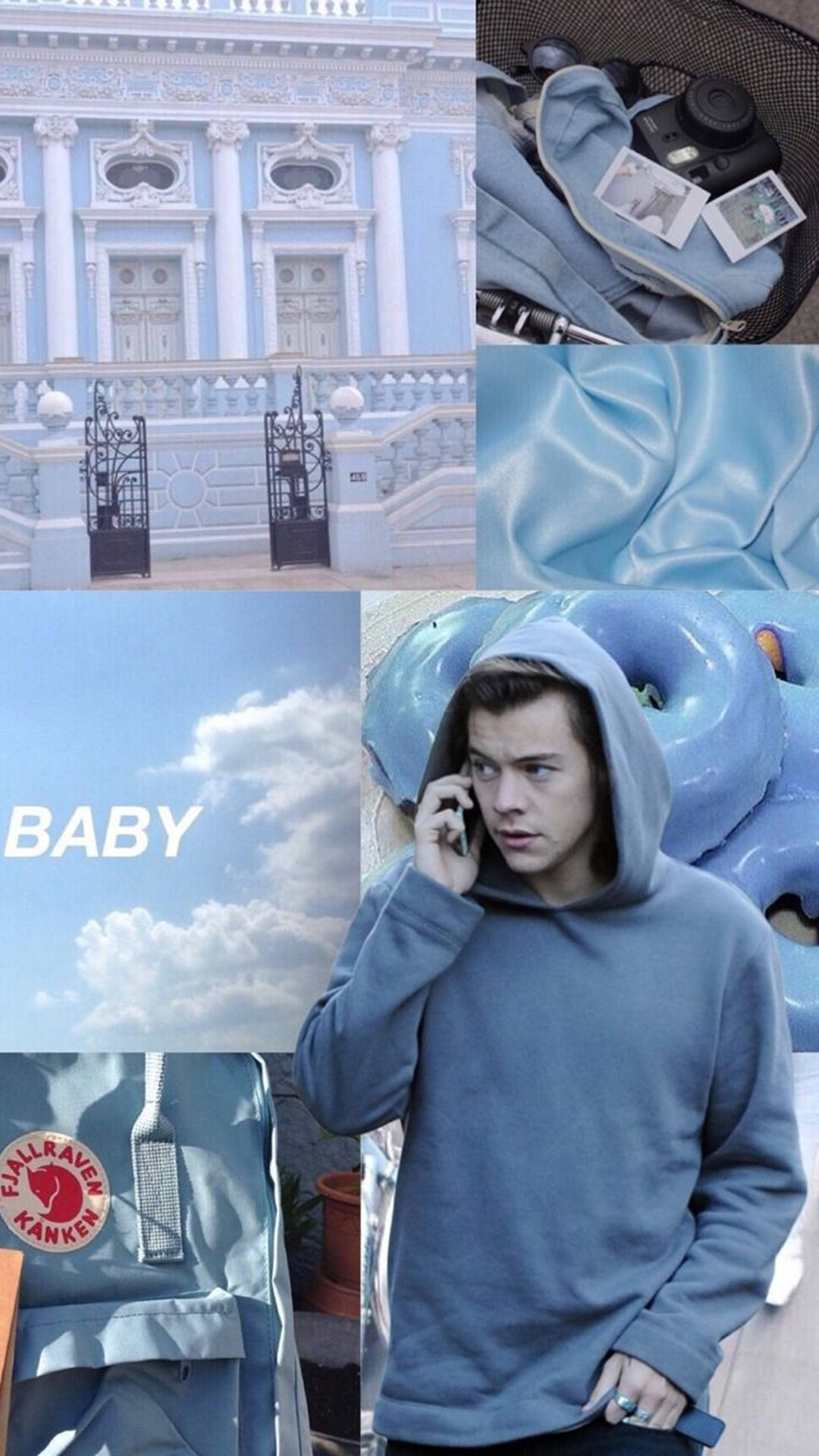 iPhone Harry Styles, blue-themed, man in a hoodie, Full HD Phone Wallpaper