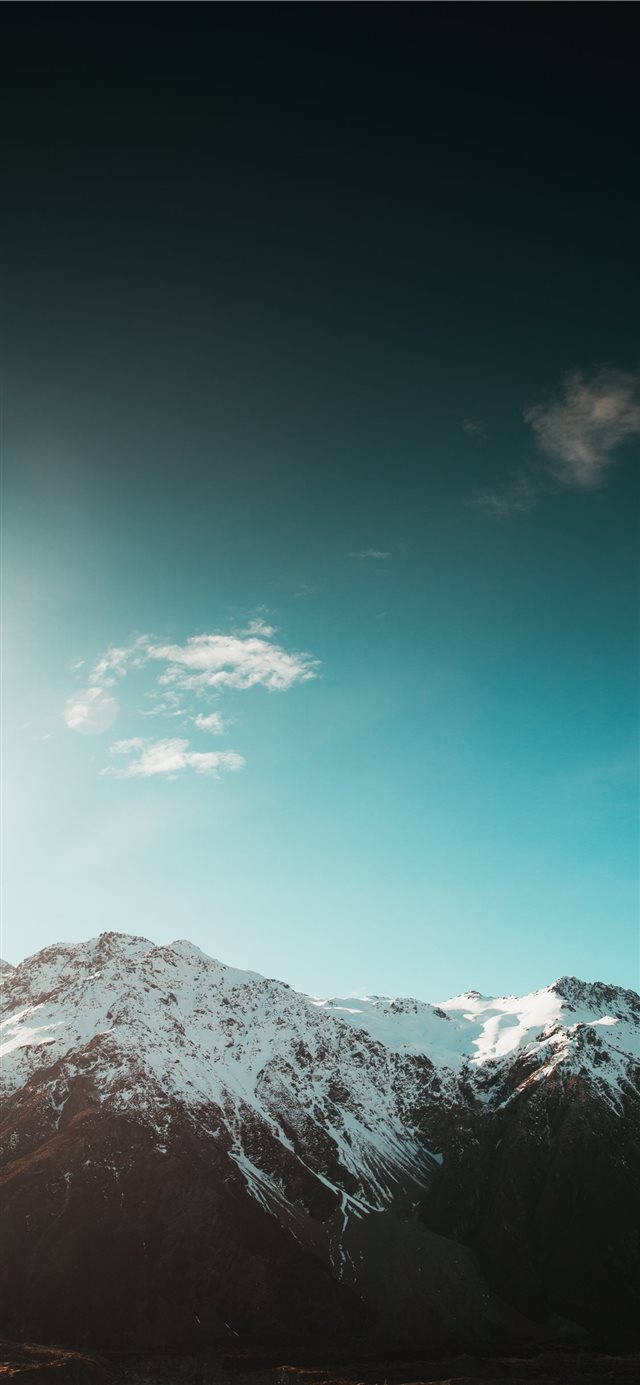 snowy mountains, teal sky, snow-capped mountain peaks, HD Phone Wallpaper