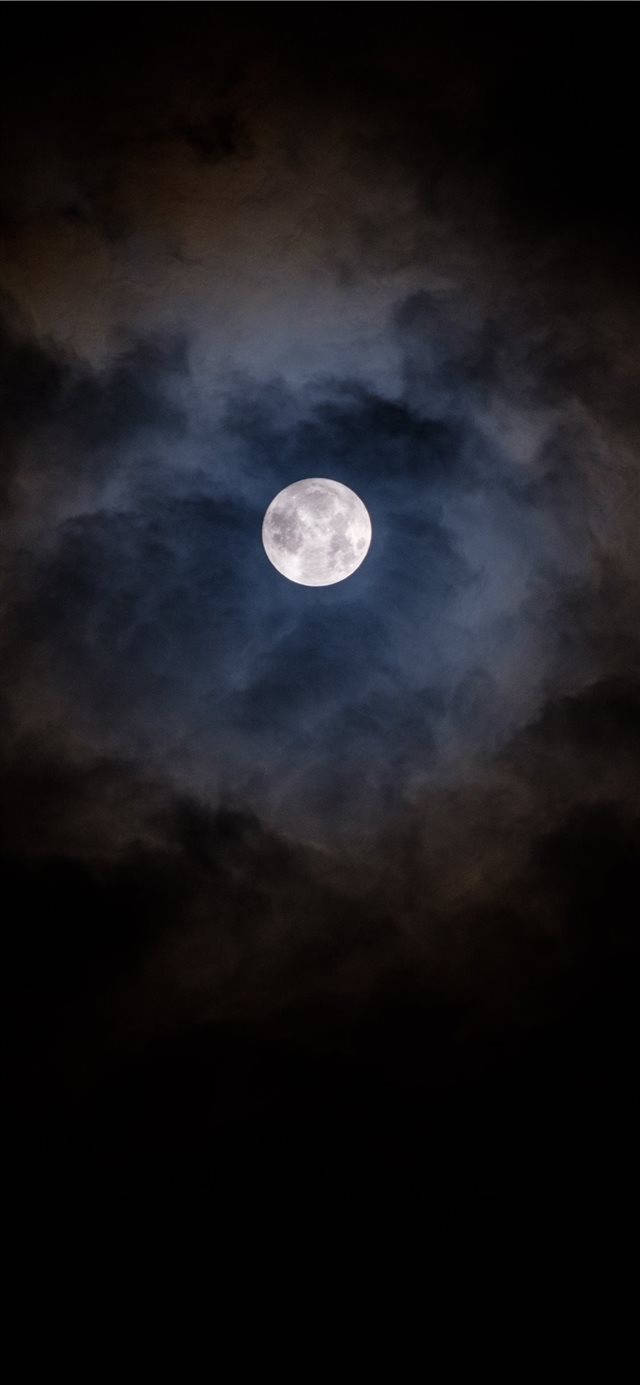 full moon, dark clouds, deep night sky, HD Phone Wallpaper