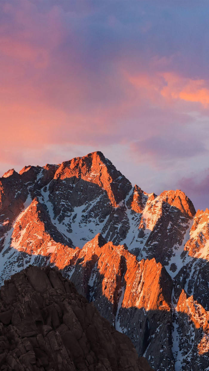 snowy mountain, sunset, golden light, SD Phone Wallpaper