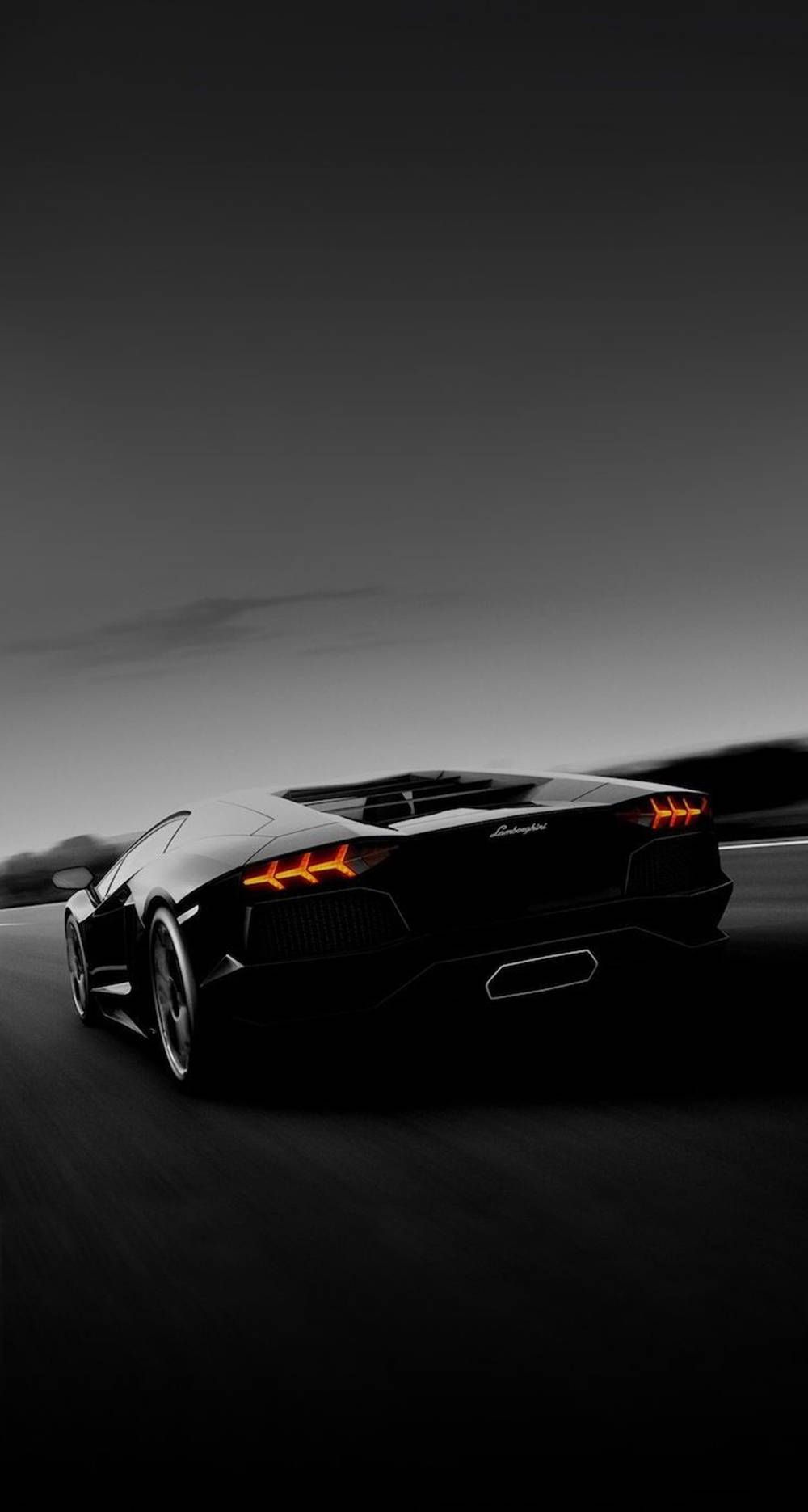 Lamborghini, black, glowing orange taillights, HD Phone Wallpaper