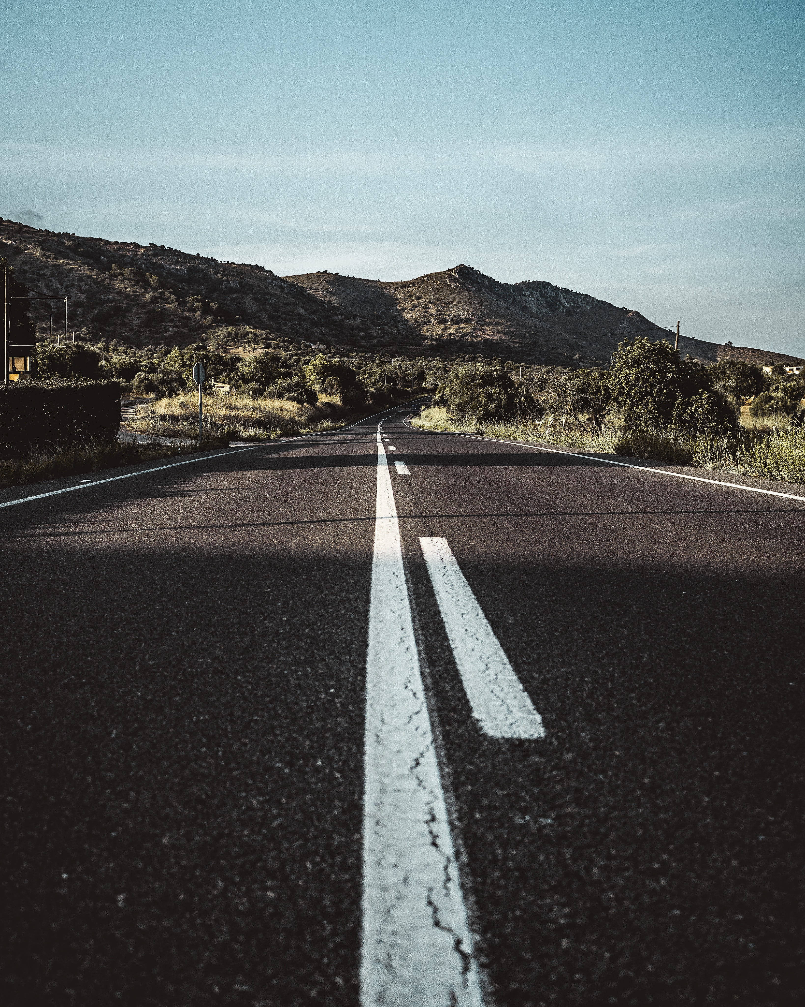 iPhone, landscape, asphalt road, 4K Phone Wallpaper