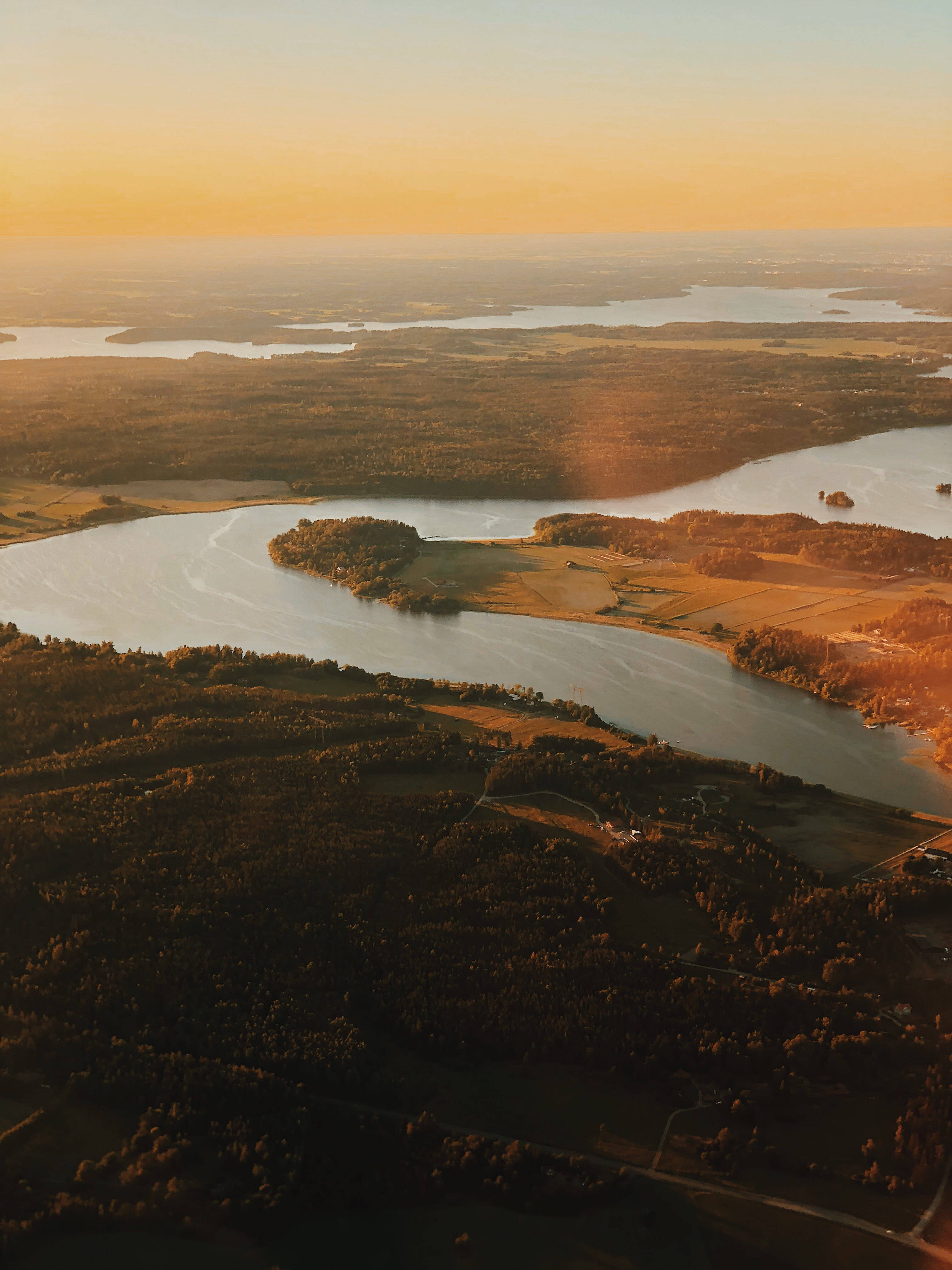iPhone Landscape, aerial view, winding river, 4K Phone Wallpaper