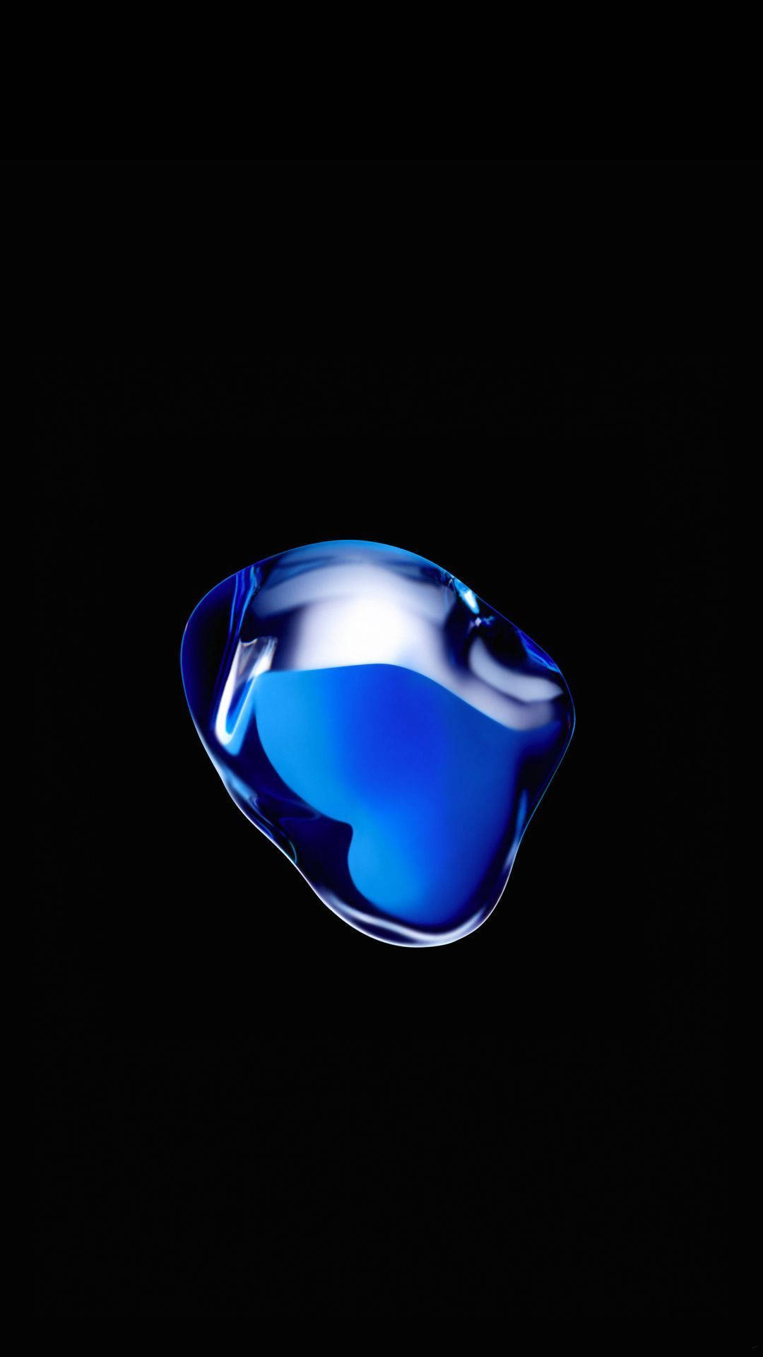 Blue Liquid Metal, iPhone Live, luminous blue glass-like droplet, Full HD Phone Wallpaper
