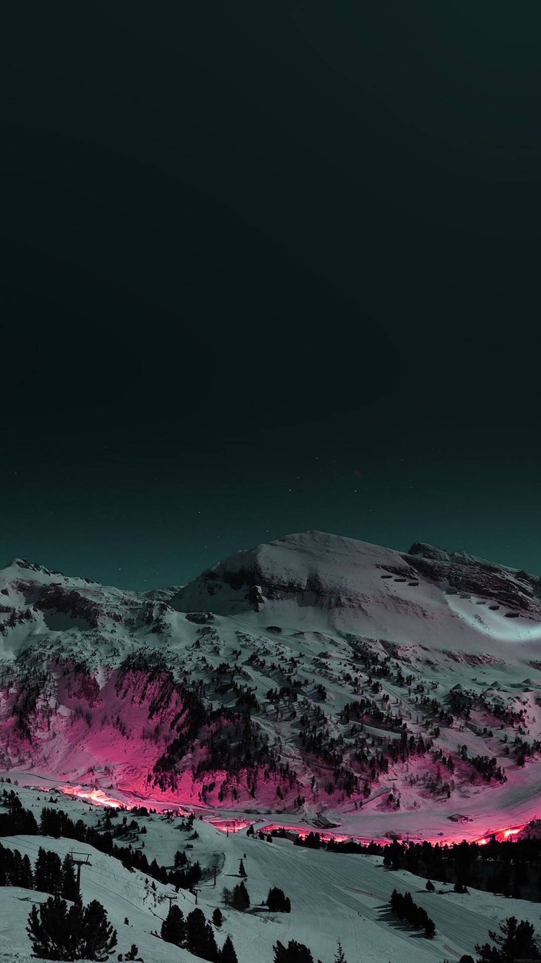 iPhone 8, snowy mountain peaks, vibrant pink auroras, Full HD Phone Wallpaper