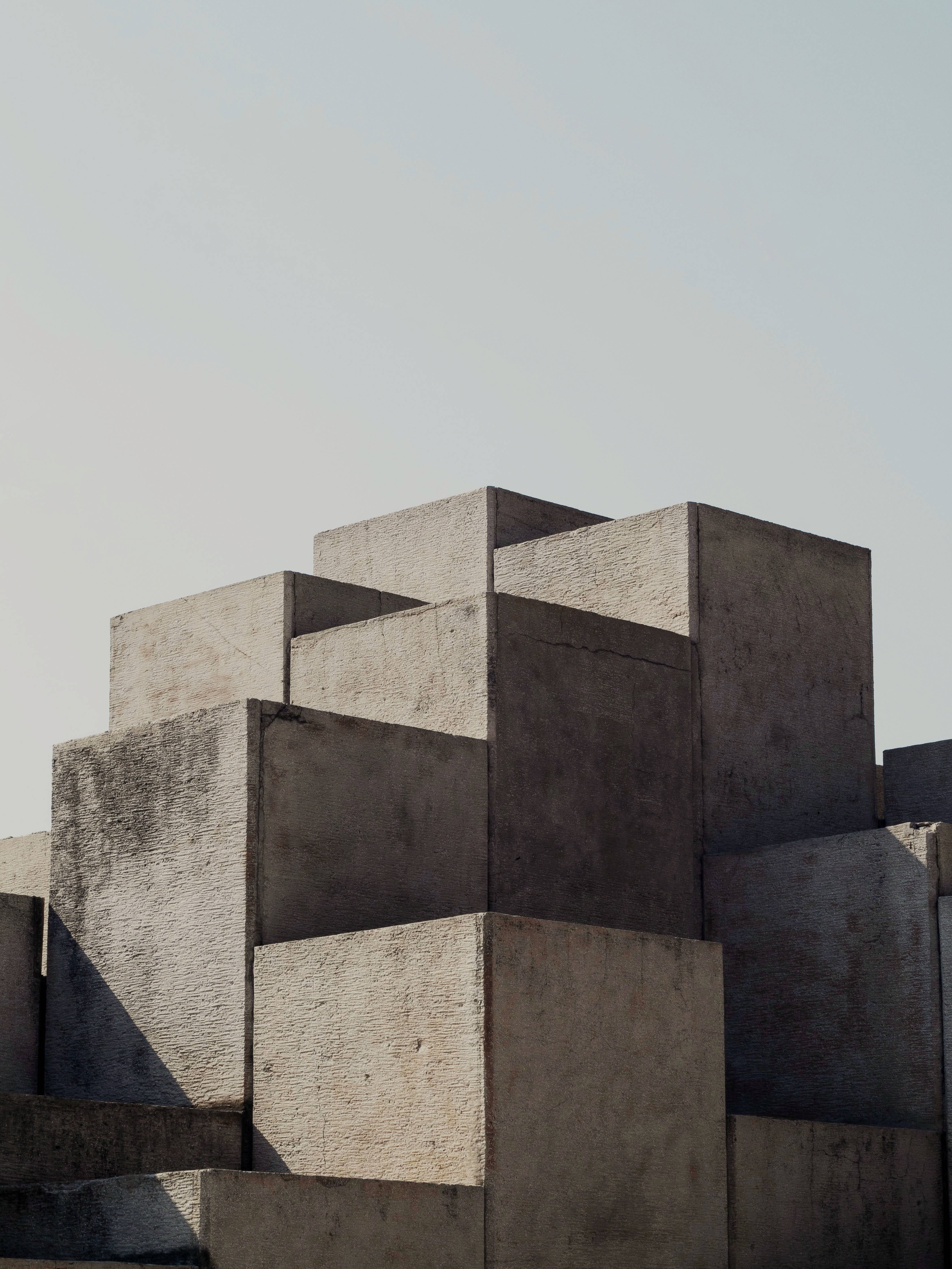 iPhone Lock Screen, concrete cubes, geometric concrete blocks, 4K Phone Wallpaper