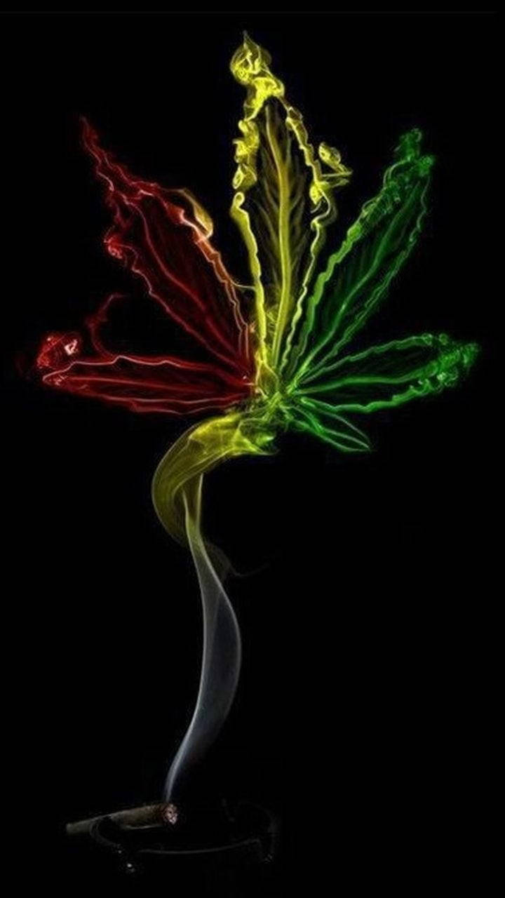 cannabis leaf, burning joint, red yellow and green hues, HD Phone Wallpaper