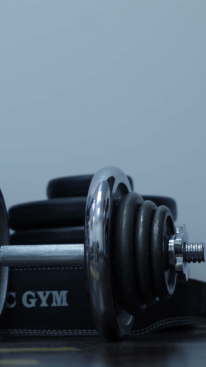 gym mat, shiny chrome dumbbell, black weight plates, HD Phone Wallpaper