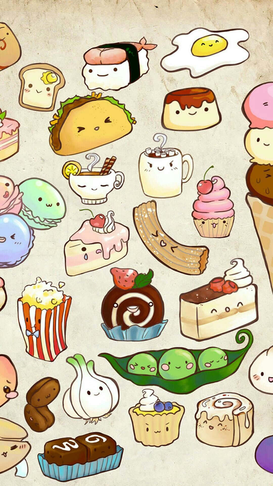 cute food, iPhone Lock Screen, smiling faces, Full HD Phone Wallpaper