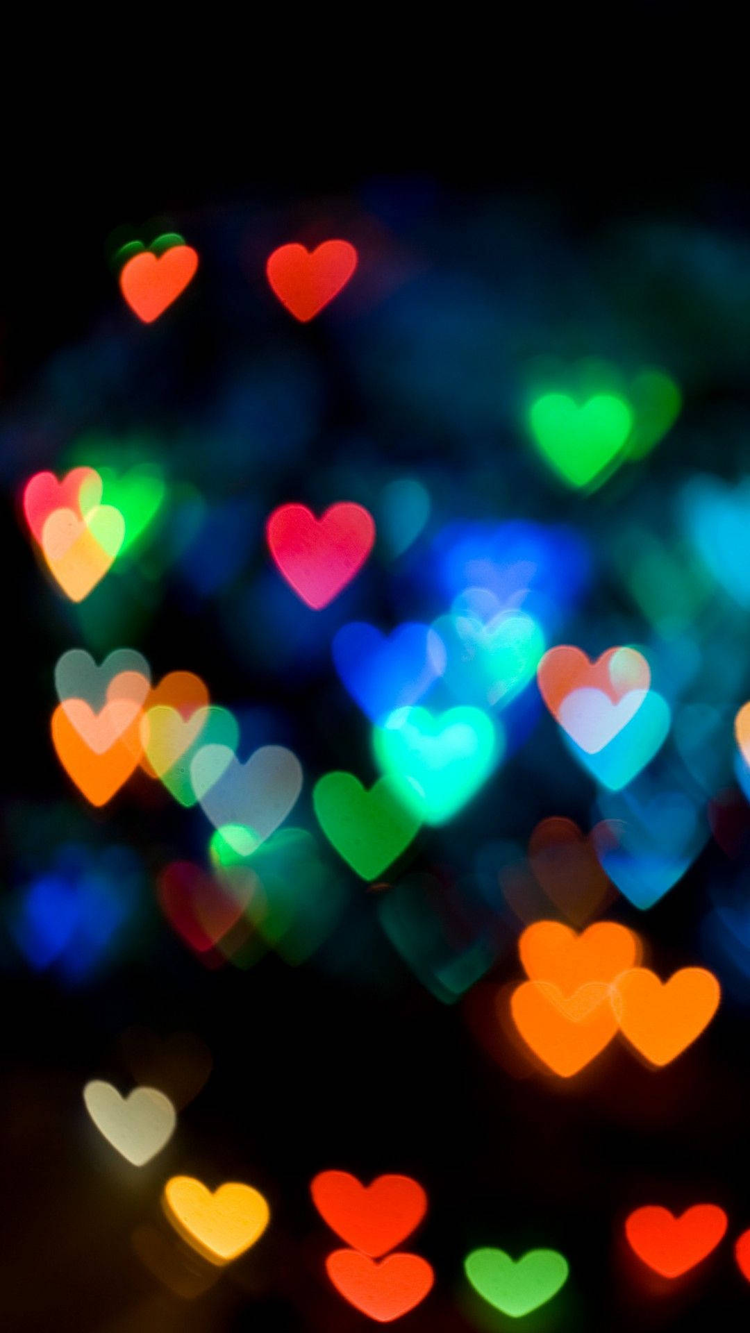 iPhone, heart-shaped bokeh lights, red, Full HD Phone Wallpaper