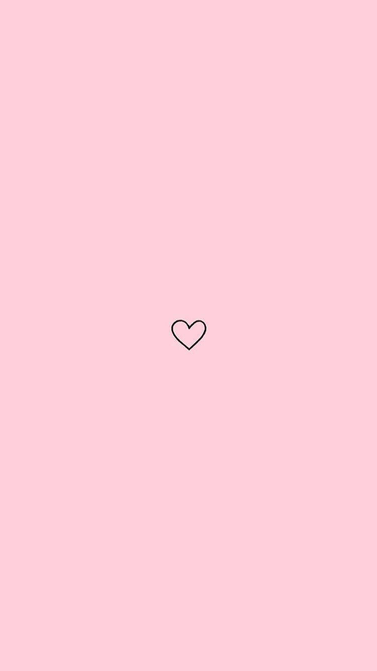 iPhone Pink Aesthetic, heart, black outline, HD Phone Wallpaper
