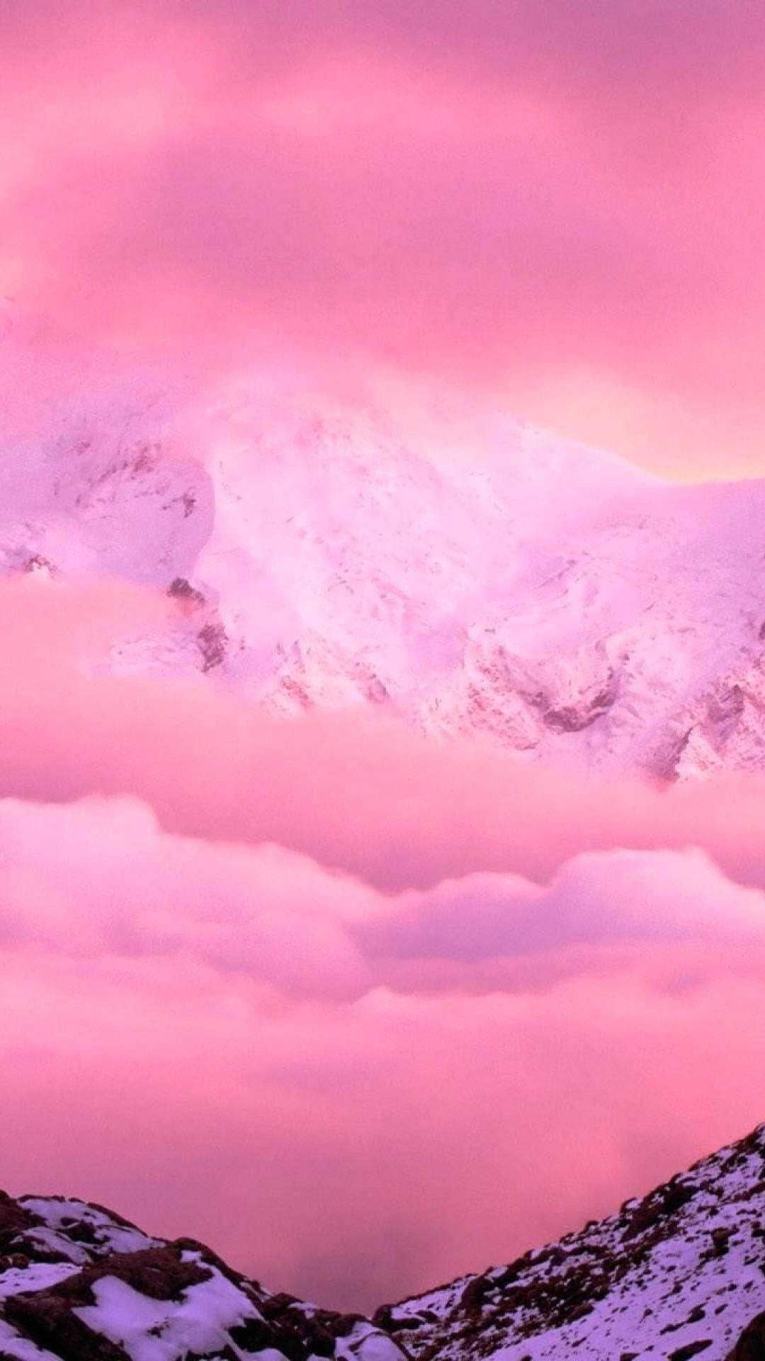 iPhone Pink Aesthetic, snow mountain, pink, Full HD Phone Wallpaper