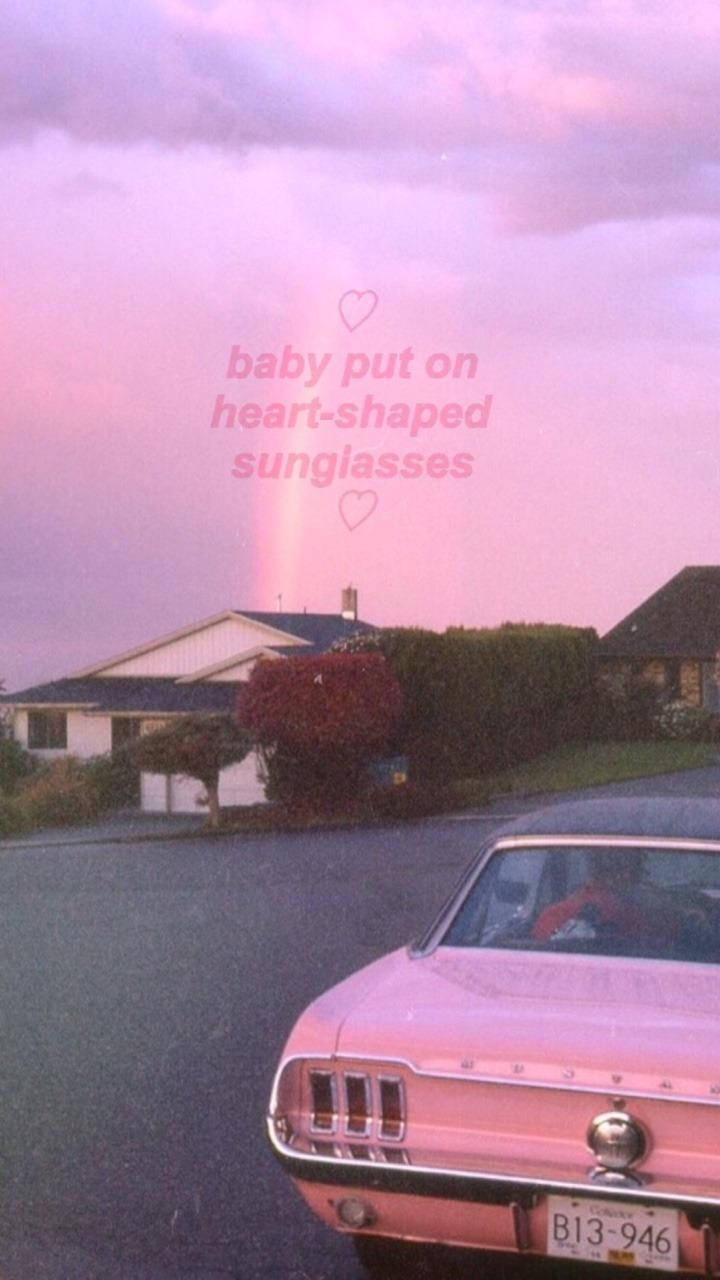 iPhone Pink Aesthetic, vintage pink car, suburban street, HD Phone Wallpaper