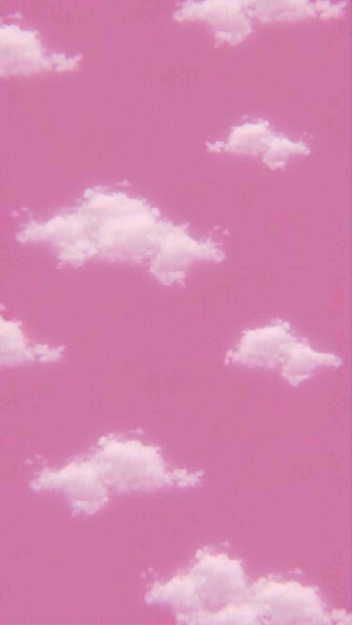 iPhone Pink Aesthetic, pastel pink sky, soft white clouds, HD Phone Wallpaper