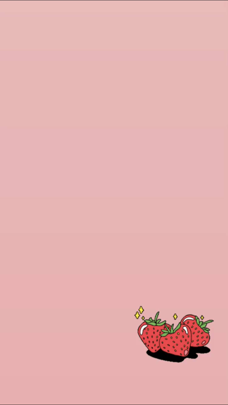 iPhone Pink Aesthetic, strawberries, green tops, HD Phone Wallpaper