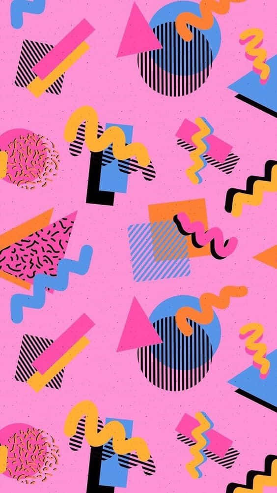 80s iphone, pink background, geometric shapes, SD Phone Wallpaper