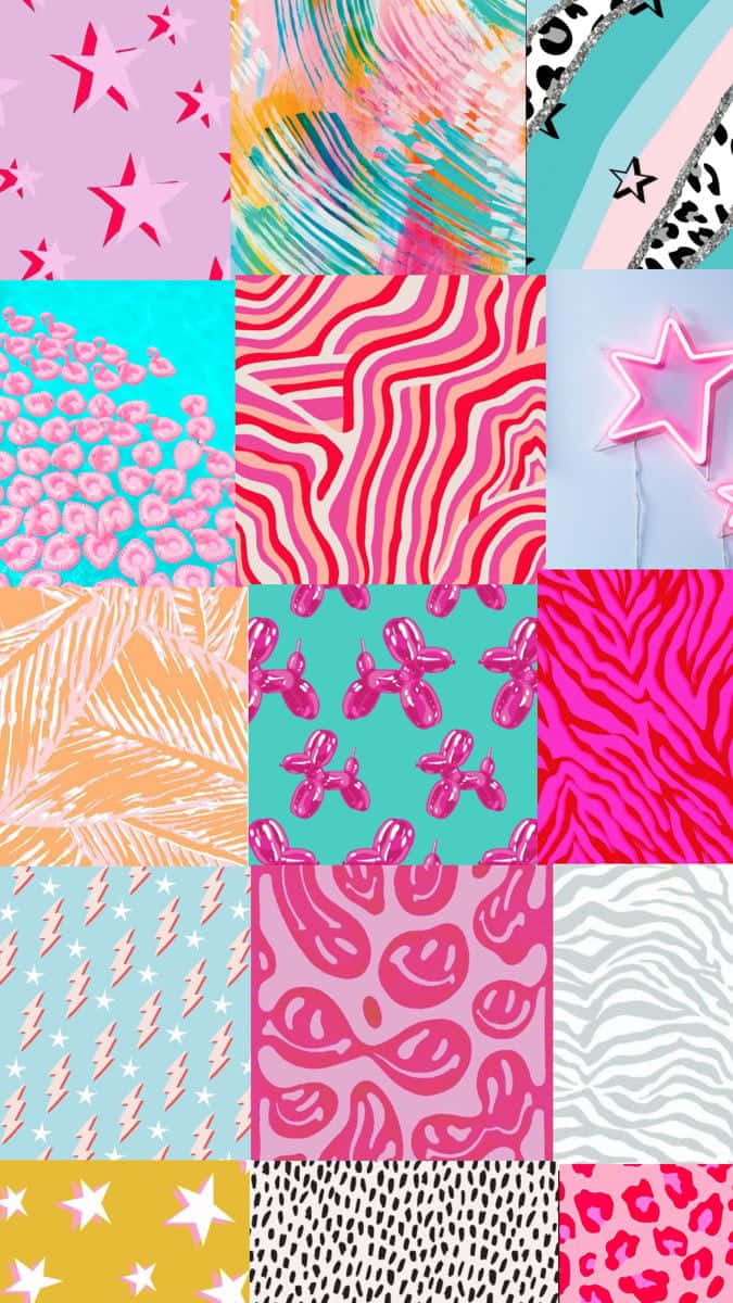 colorful preppy pattern collage, stars, stripes, SD Phone Wallpaper