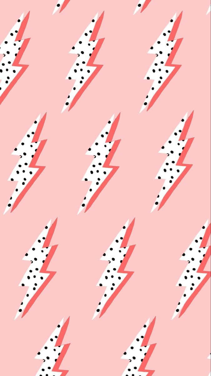 preppy pink lightning bolt pattern, pink background, white lightning bolts, SD Phone Wallpaper