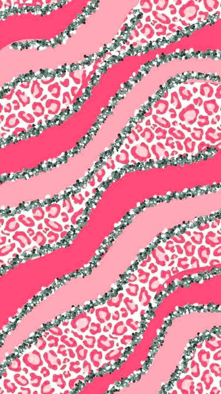 preppy pink leopard print, vibrant pink, glittering silver sequins, HD Phone Wallpaper