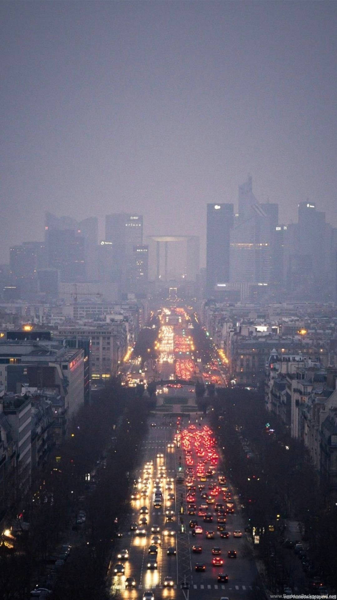 iPhone, Rain-drenched, urban avenue, Full HD Phone Wallpaper