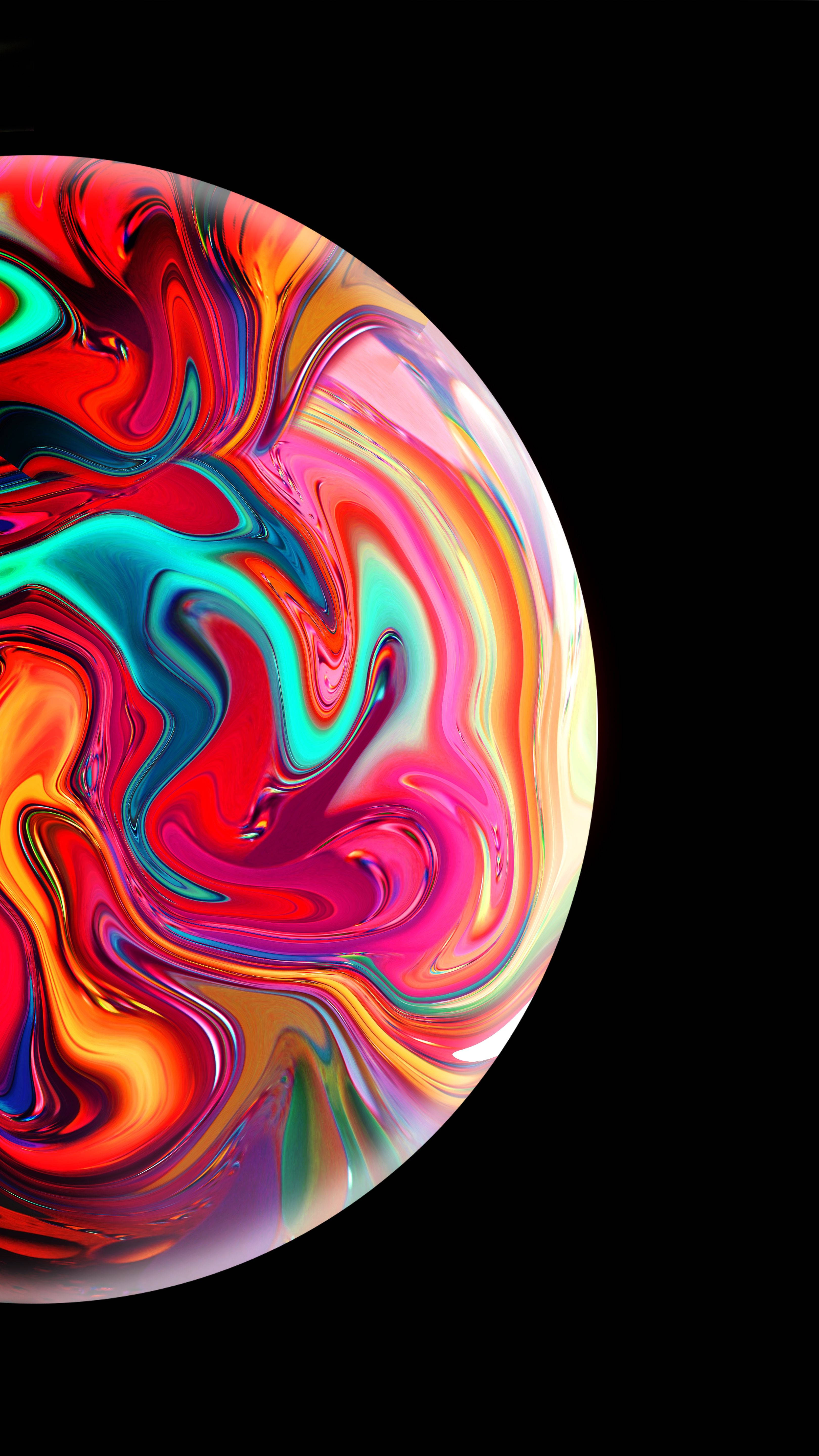 iPhone SE 2020, neon colors, black background, 5K Phone Wallpaper