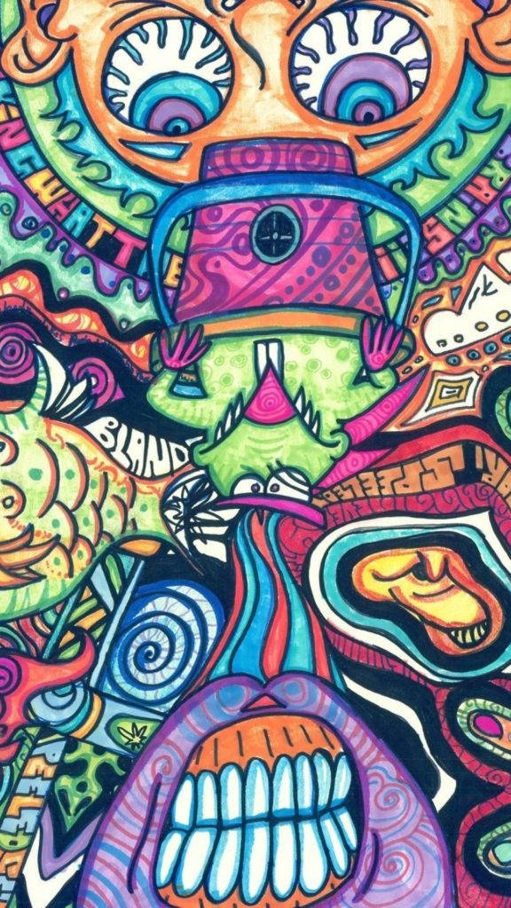 iPhone Se, psychedelic, surreal faces, SD Phone Wallpaper