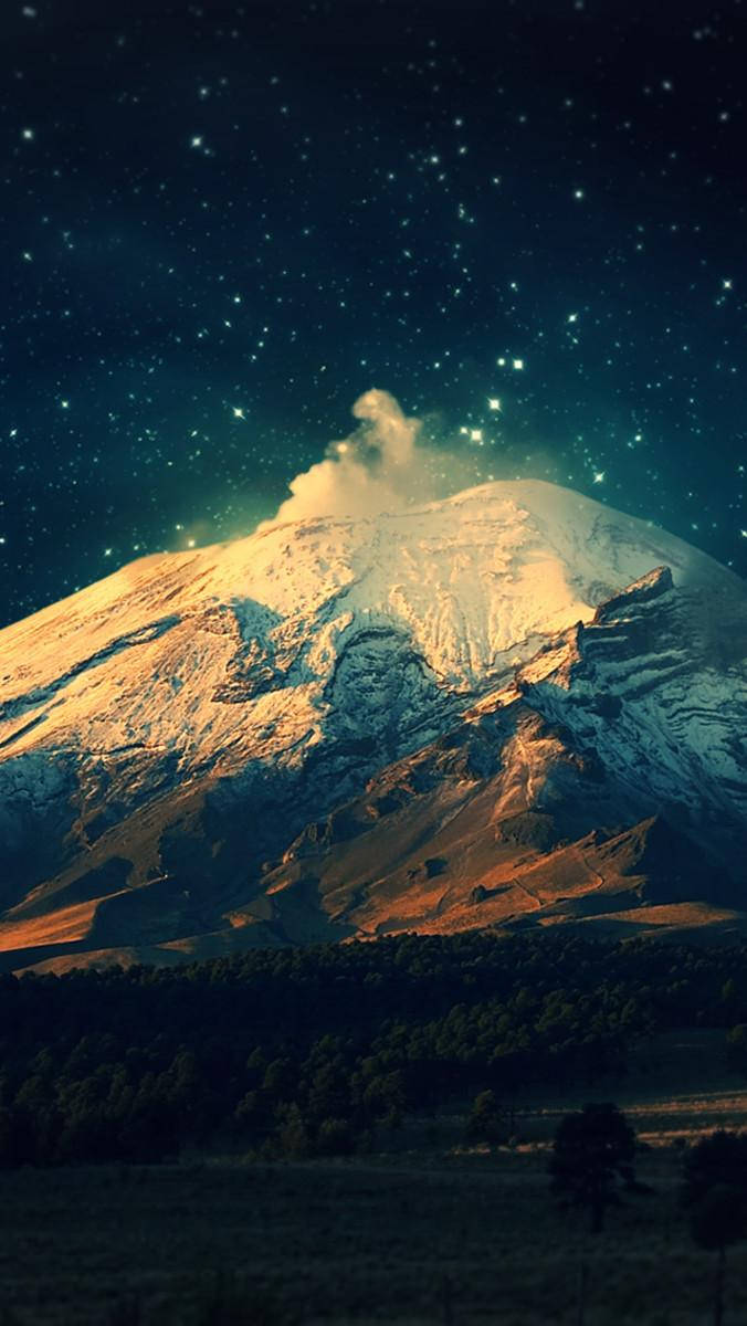 Starry Mountain, iPhone SE, starry night sky, SD Phone Wallpaper