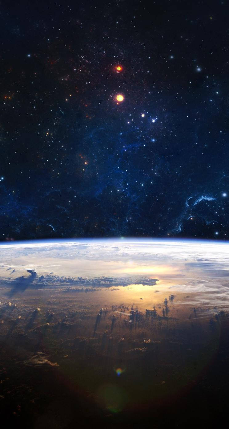Earth, space, glowing horizon, HD Phone Wallpaper