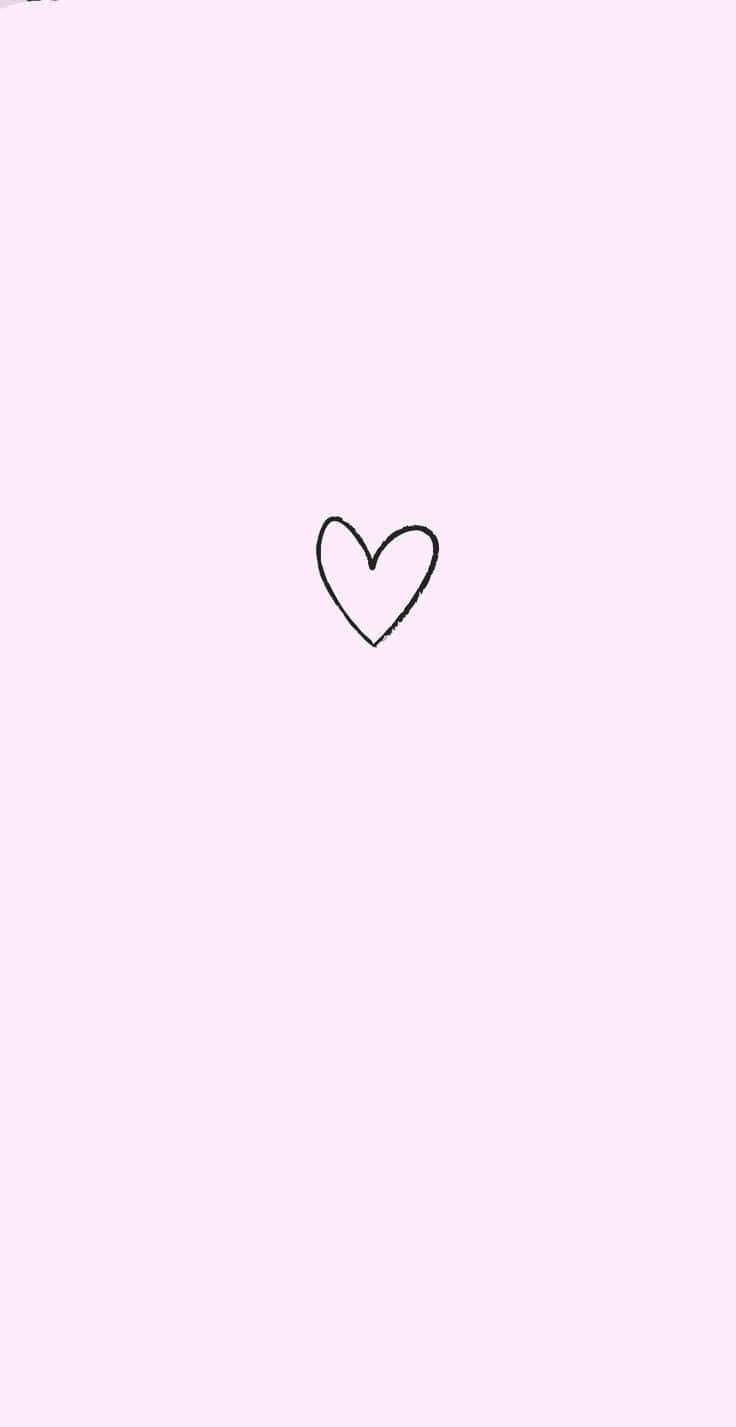 iPhone Simple Cute, minimalist black heart outline, soft pink background, HD Phone Wallpaper