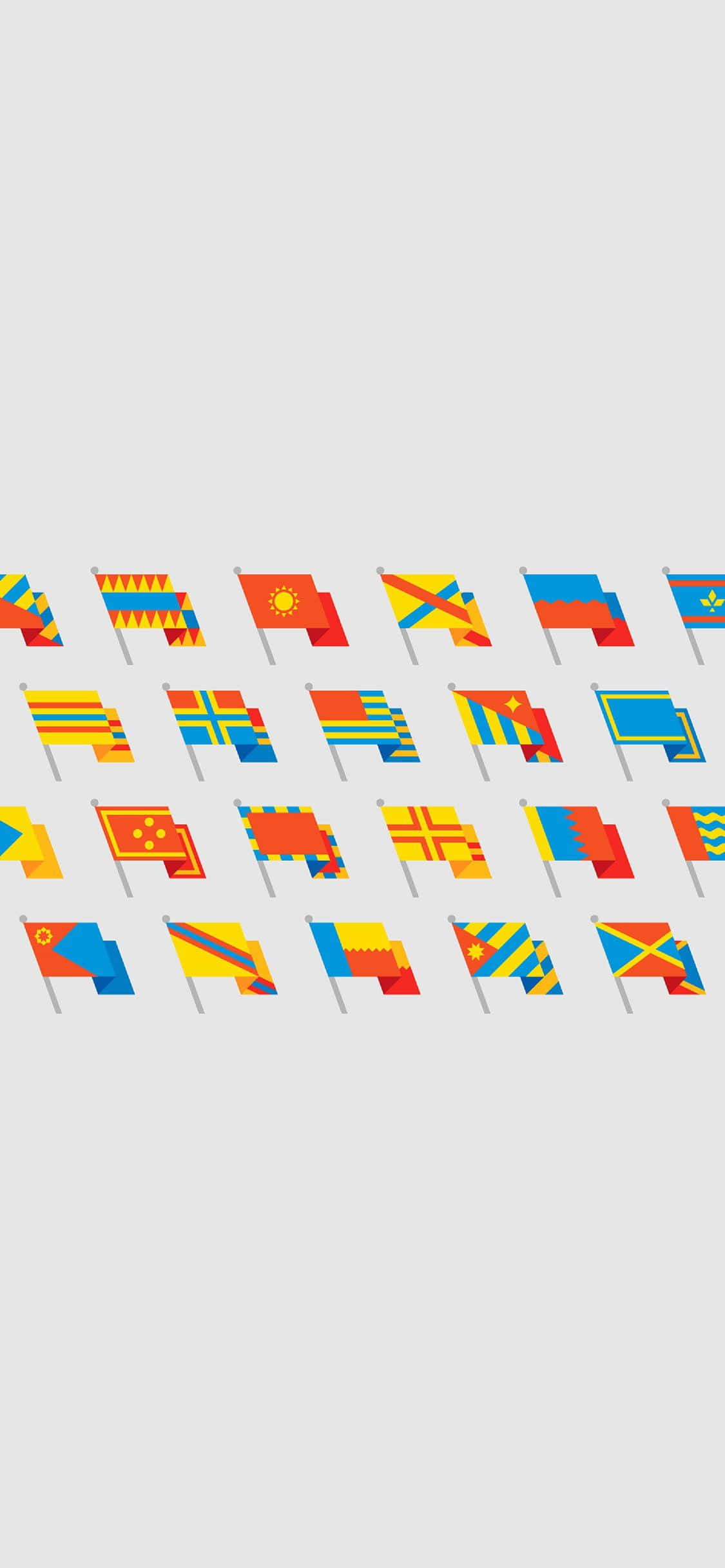 iPhone Simple Cute Collection, colorful national flags, gray poles, Full HD Phone Wallpaper