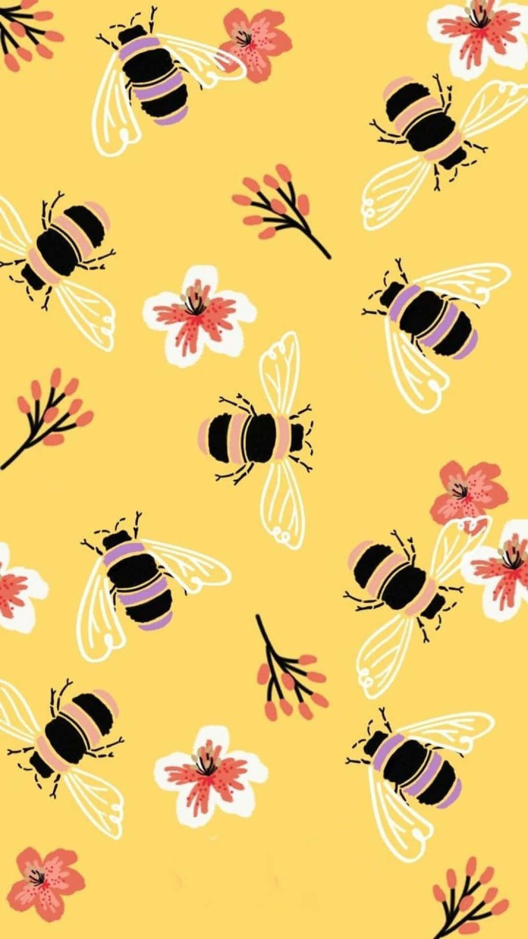 bee, flowers, cherry blossoms, Full HD Phone Wallpaper