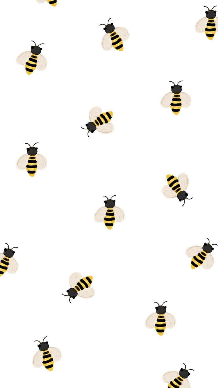 bee, iPhone, stylized cartoon bees, HD Phone Wallpaper