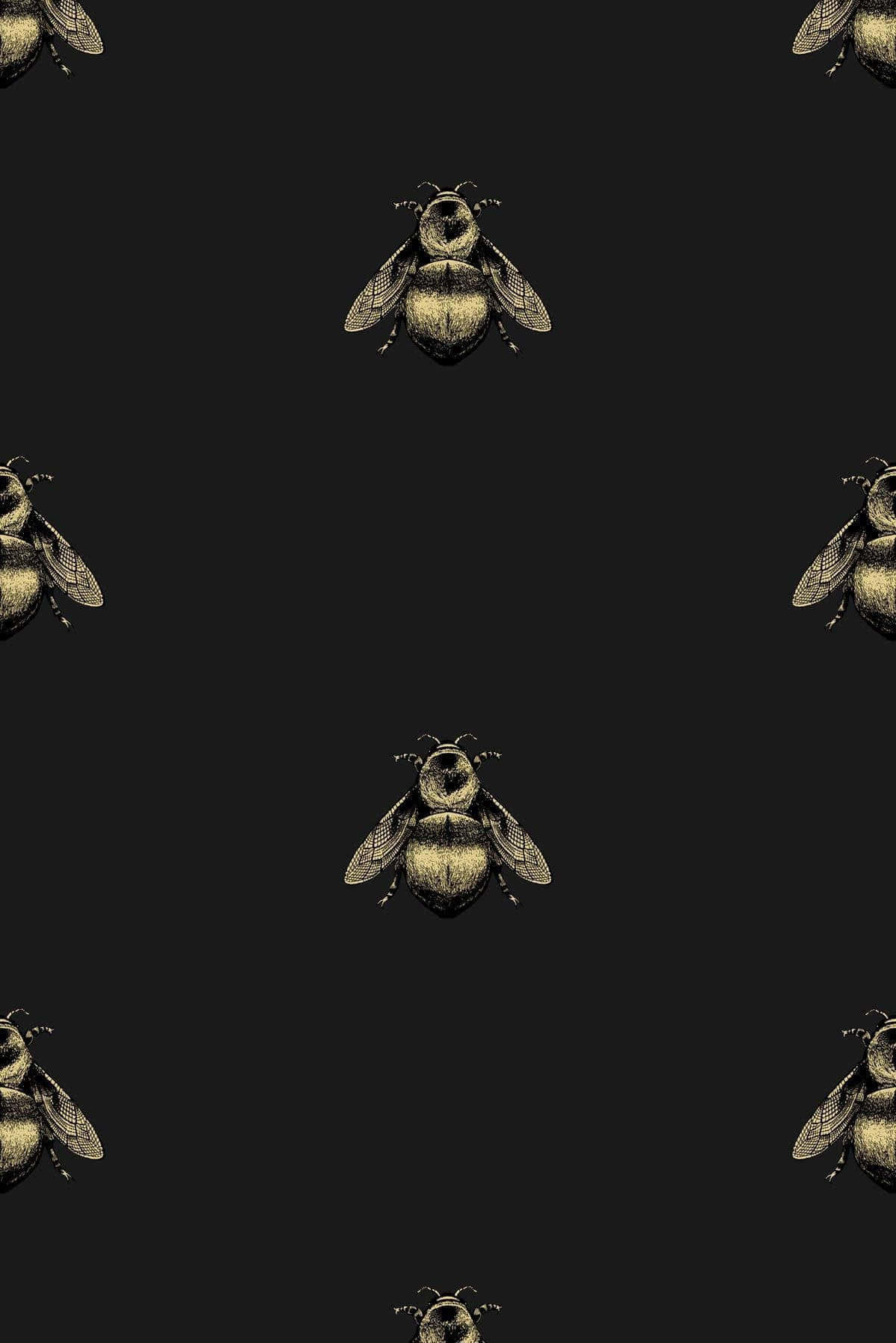 Bee Pattern, Black iPhone, golden bees, HD Phone Wallpaper