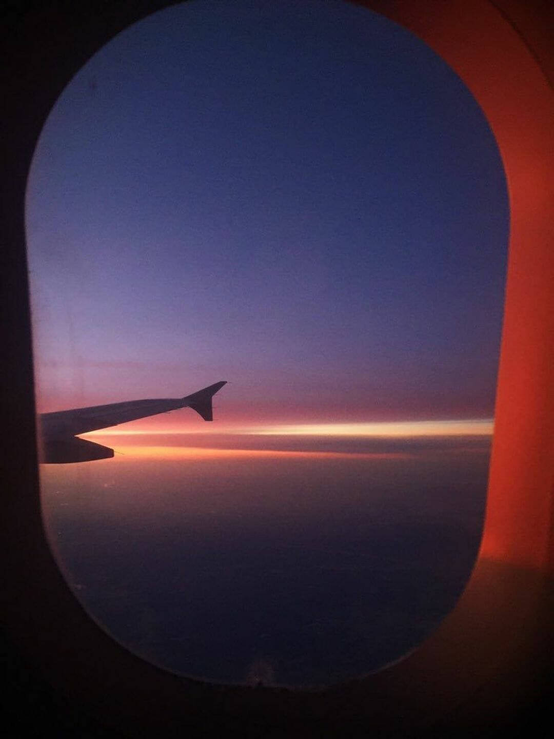 iPhone Travel, aircraft wing silhouette, twilight sky, HD Phone Wallpaper