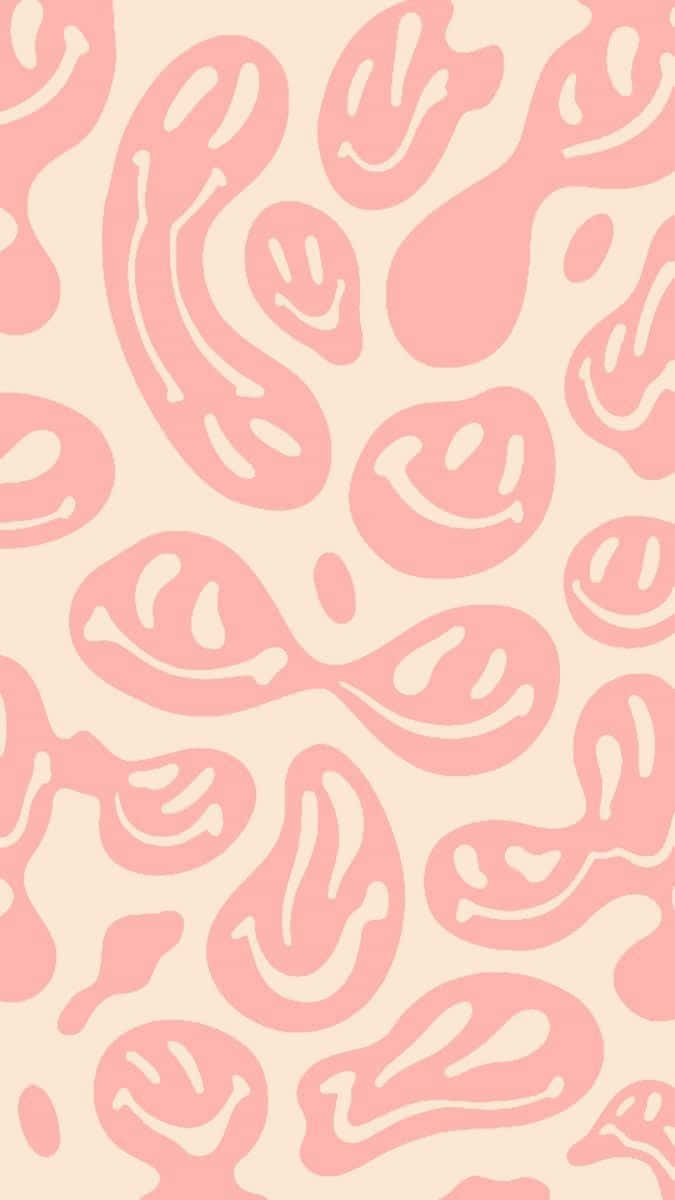 abstract pink smiley shapes, creamy background, iPhone wallpaper, SD Phone Wallpaper