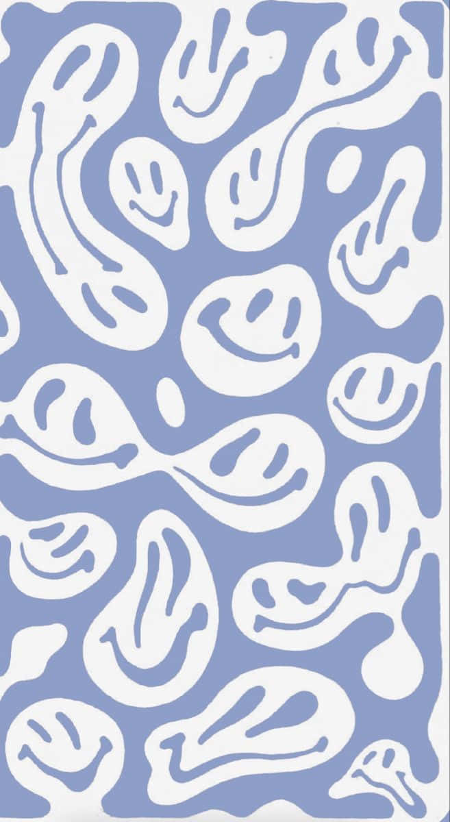 abstract smiley face pattern, white, soft blue background, SD Phone Wallpaper