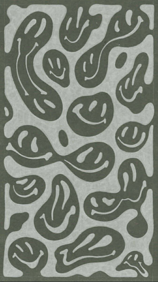 abstract smiley face pattern, dark gray, light gray textured background, SD Phone Wallpaper