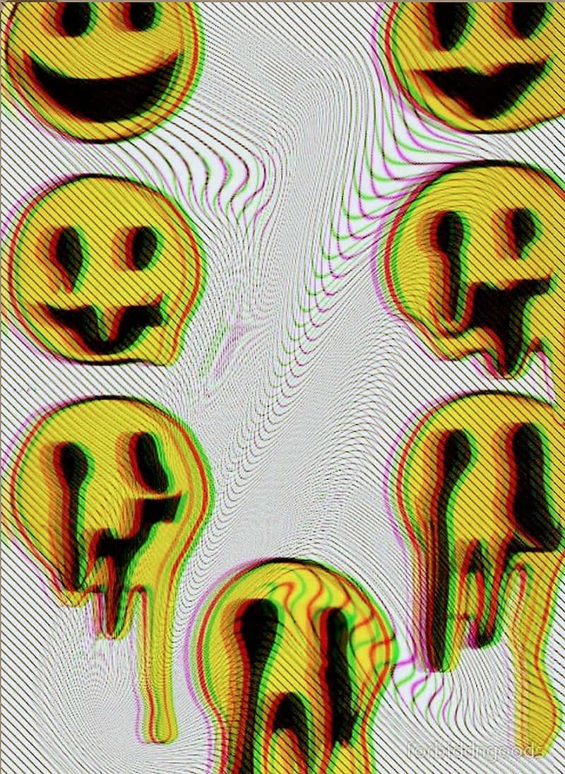 psychedelic smiley faces, distorted, yellow smiley faces, SD Phone Wallpaper