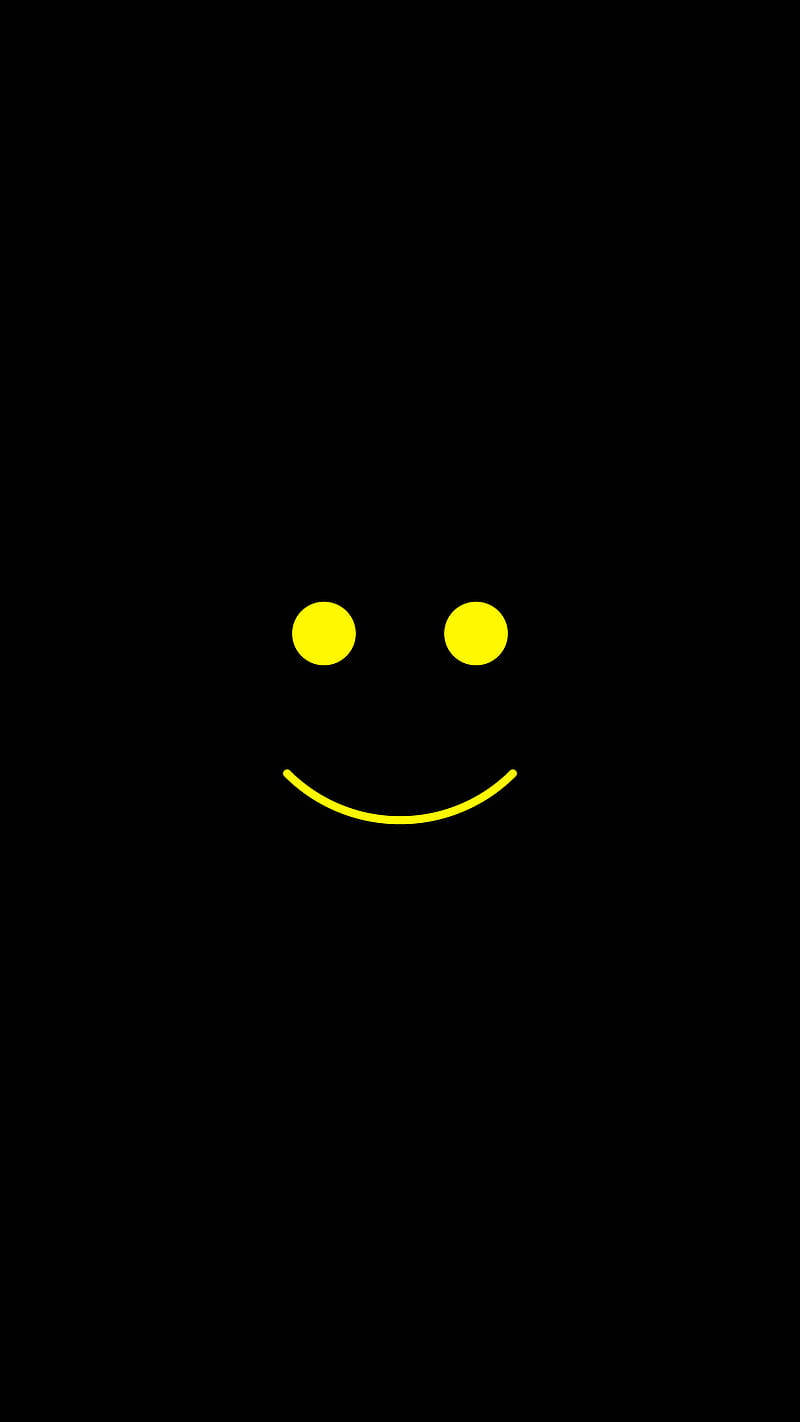 yellow smiley face, two dots for eyes, curved mouth, HD Phone Wallpaper