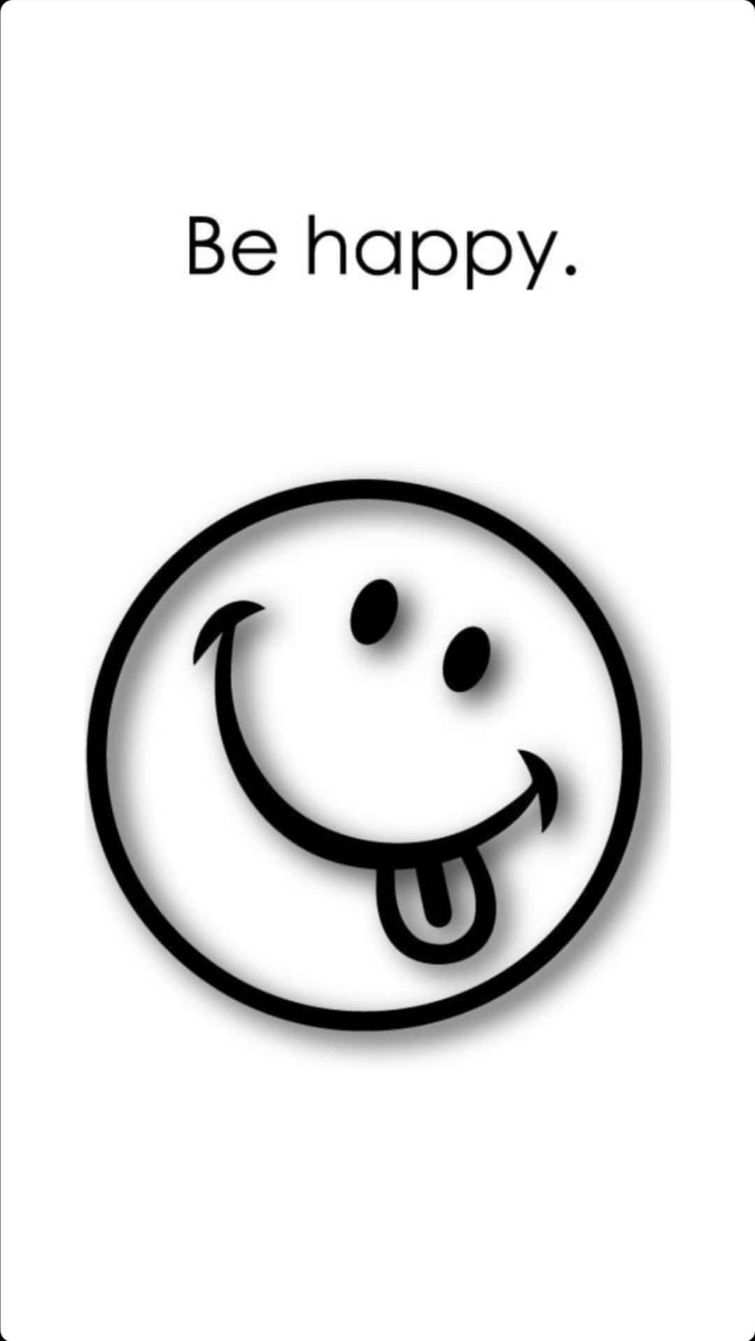 black and white smiley face, tongue out, Be happy, HD Phone Wallpaper