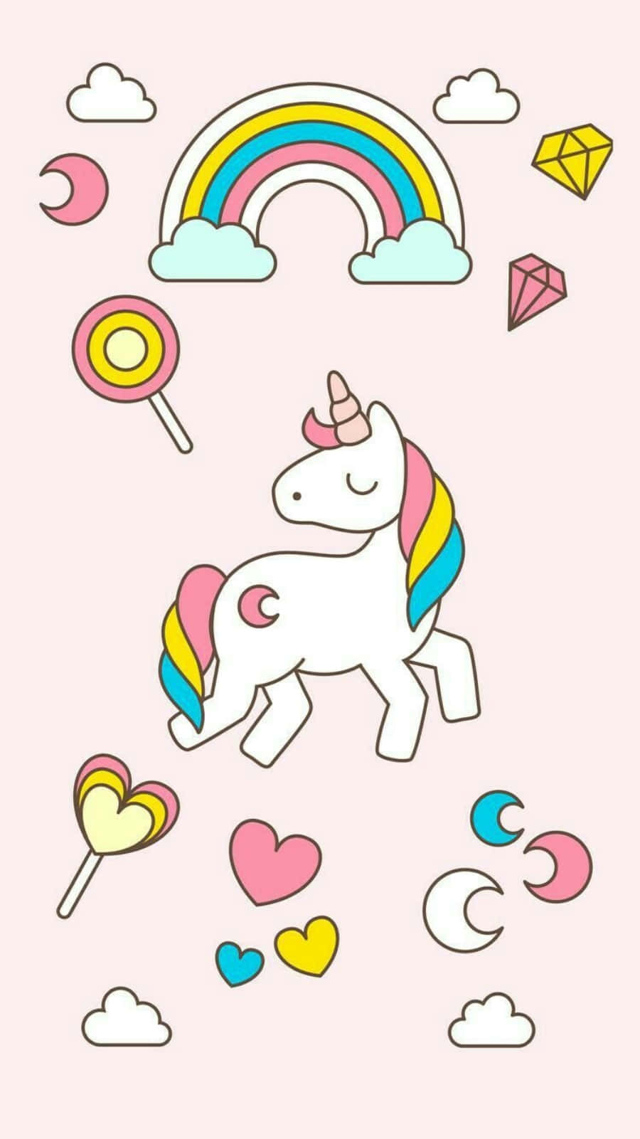 iPhone Unicorn, cartoon unicorn, rainbow mane and tail, HD Phone Wallpaper