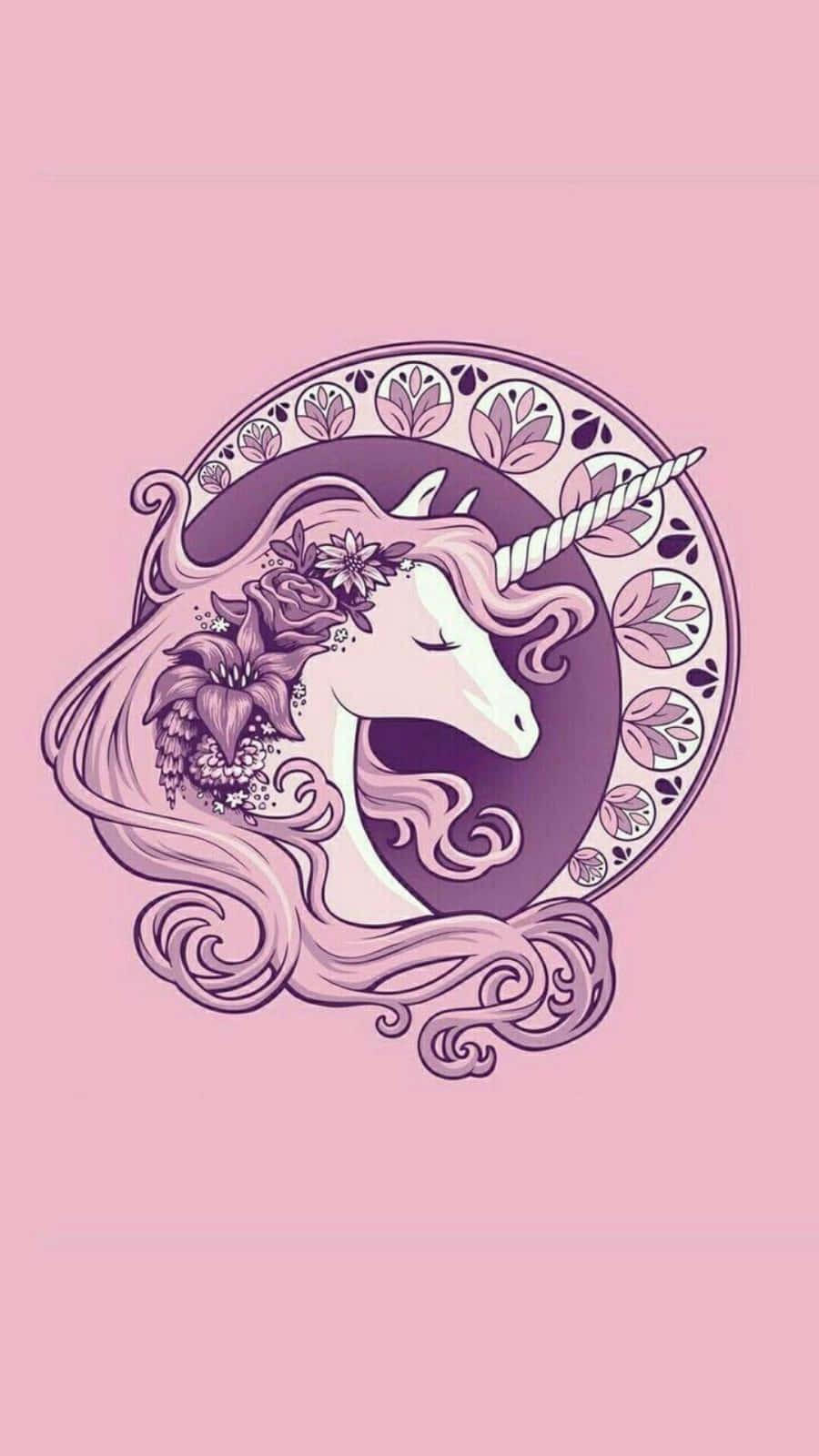 iPhone Unicorn, purple unicorn, floral adornments, HD Phone Wallpaper